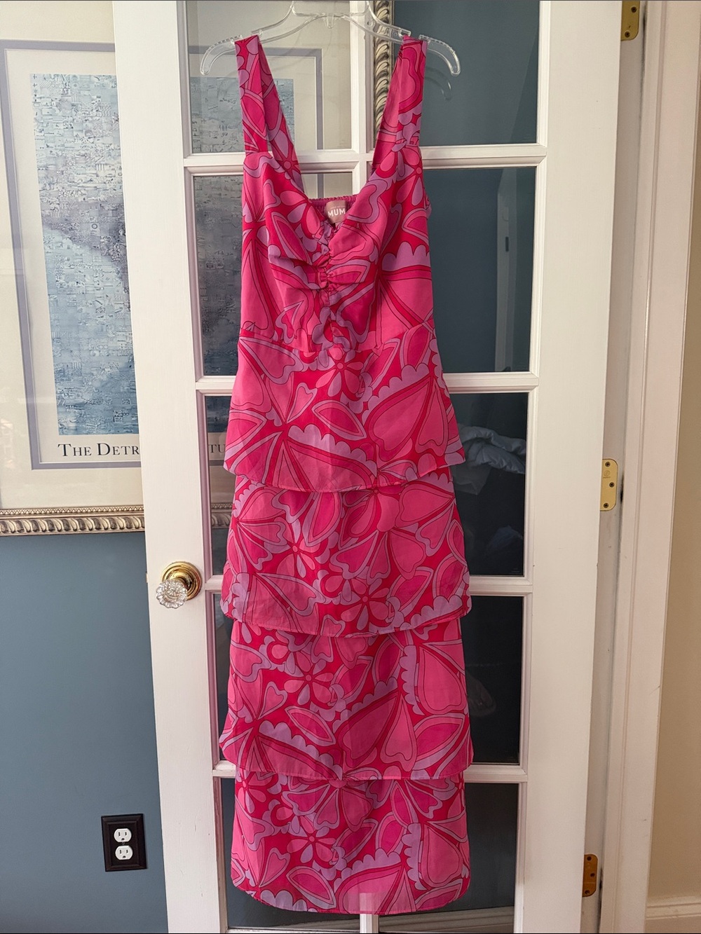 Show Me Your MuMu Hot Pink Tiered Floral Midi Dress